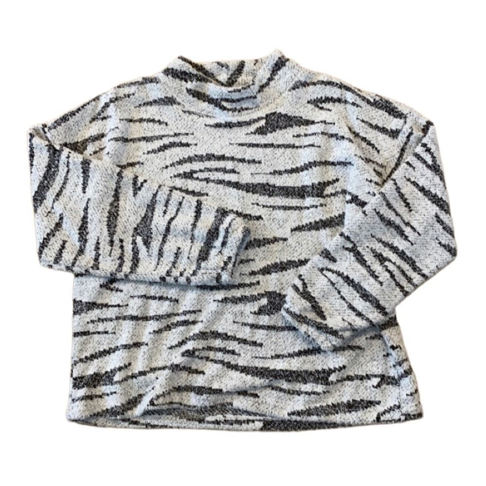 MAURICES Black White Zebra Sherpa Mock Neck Pullover Sweater XL
